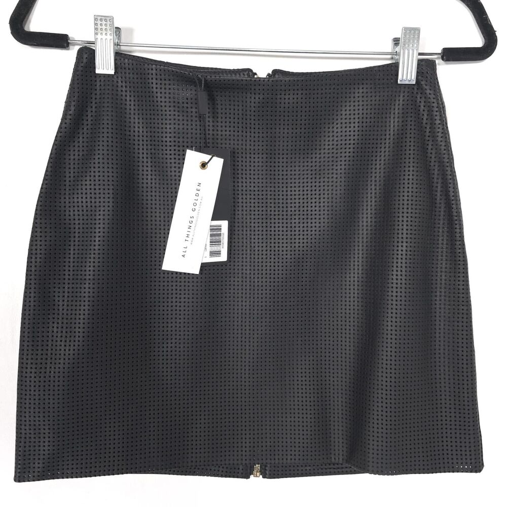 ALL THINGS GOLDEN New Women's Black Mini Skirt SMALL Leather Zip Back ATG058-B-S - Picture 8 of 11
